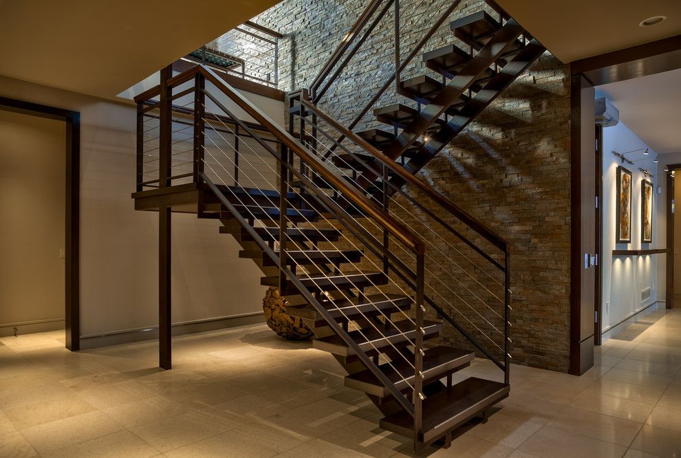 Oakwood Homes Omaha for a Contemporary Staircase with a Entry and Modern Masterpiece   Omaha, Ne by Eurowood Cabinets, Inc