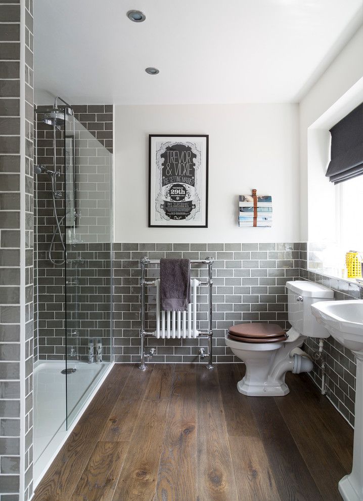 Oceanside Glass Tile for a Traditional Bathroom with a Toilet and Buckinghamshire Full House Refurbishment by Interior Therapy