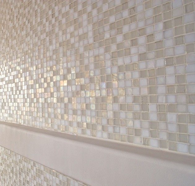 Oceanside Tile for a Contemporary Spaces with a Glass Tile and Oceanside Glasstile Tessera 1x1 Veil Close Up by Oceanside Glasstile