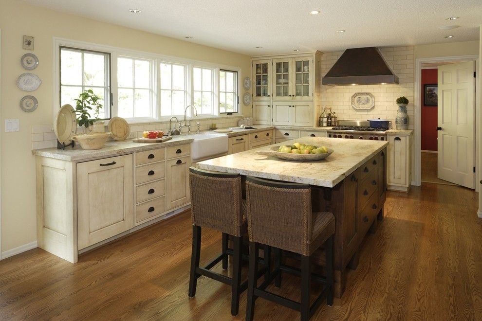 Ochre Color for a Traditional Kitchen with a Cream and Informal French Kitchen by Jenni Leasia Design