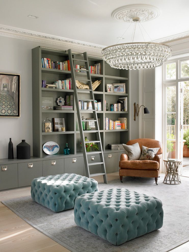 Ochre Color for a Transitional Living Room with a London and Wimbledon House by Stephen Fletcher Architects