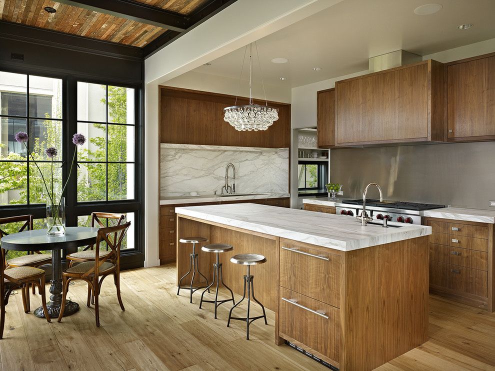 Ochre Lighting for a Contemporary Kitchen with a Breakfast Bar and Kitchen by Janof Architecture