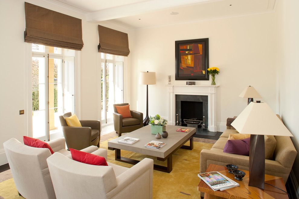 Ochre Lighting for a Contemporary Living Room with a Wood Trim and Private Residential  Kent Uk by Greenleaf Lighting Ltd