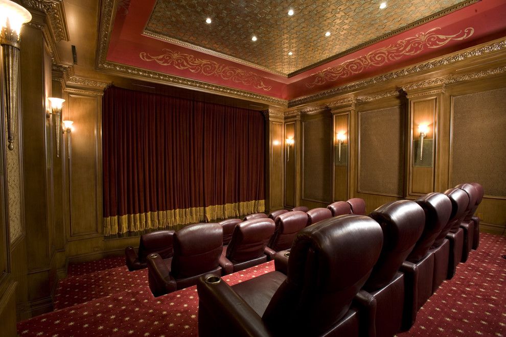 Old Orchard Theater for a Traditional Home Theater with a Dramatic and Home Theater by Macaluso Designs, Inc.