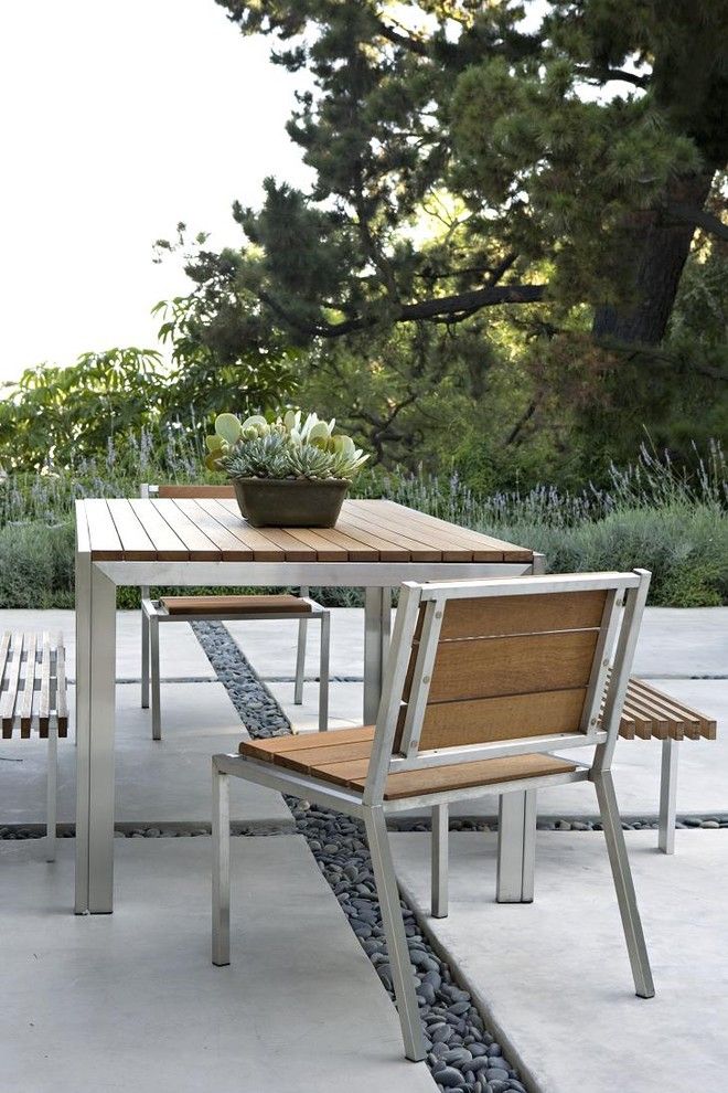 Oly Furniture for a Transitional Patio with a Dining Bench and Swallow Drive by Elizabeth Dinkel