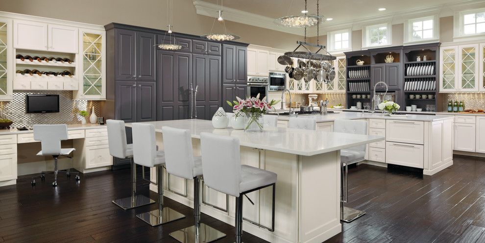Omega Cabinets for a  Kitchen with a  and Custom Black & White Kitchen Cabinets by Masterbrand Cabinets, Inc.