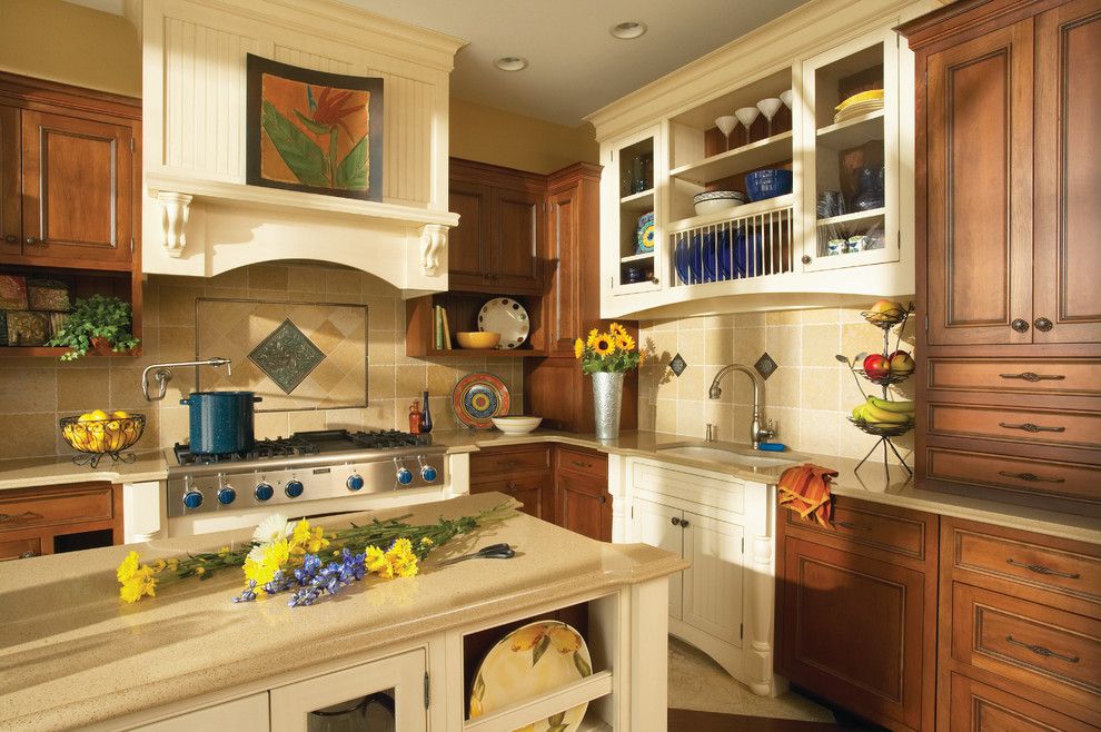 Opa Los Gatos for a Traditional Kitchen with a Biege Stone Backsplash and Kitchens by Kitchens of Los Gatos