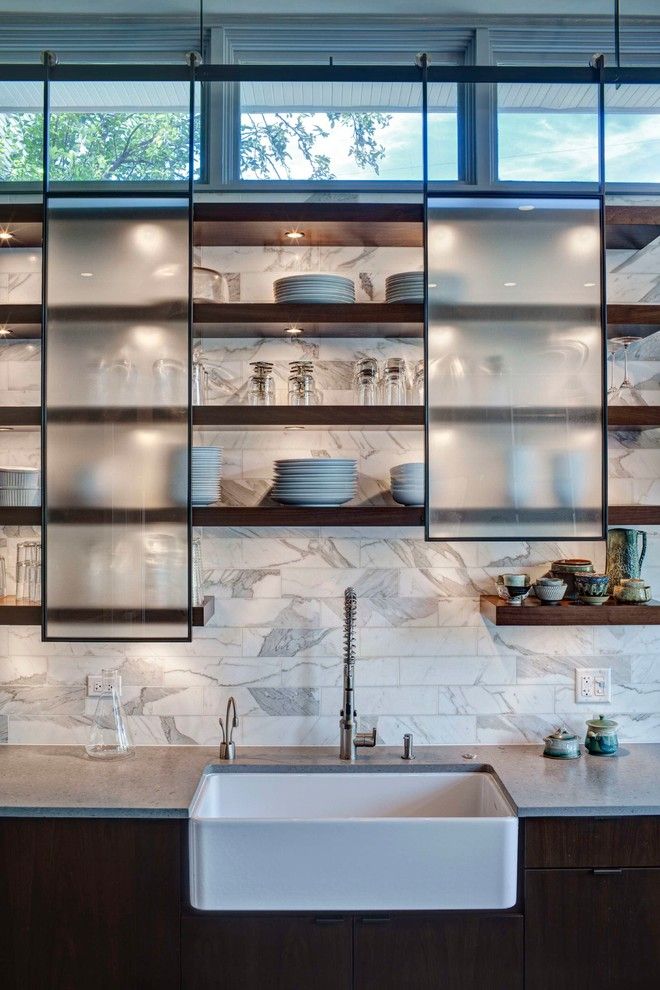 Oregon Tile and Marble for a Contemporary Kitchen with a Marble Backspalsh and Chicago Kitchen by Fricano Construction Co