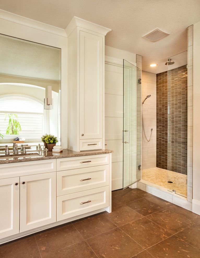 Oregon Tile and Marble for a Transitional Bathroom with a Widespread Faucet and Street of Dreams   Trillium by Garrison Hullinger Interior Design Inc.