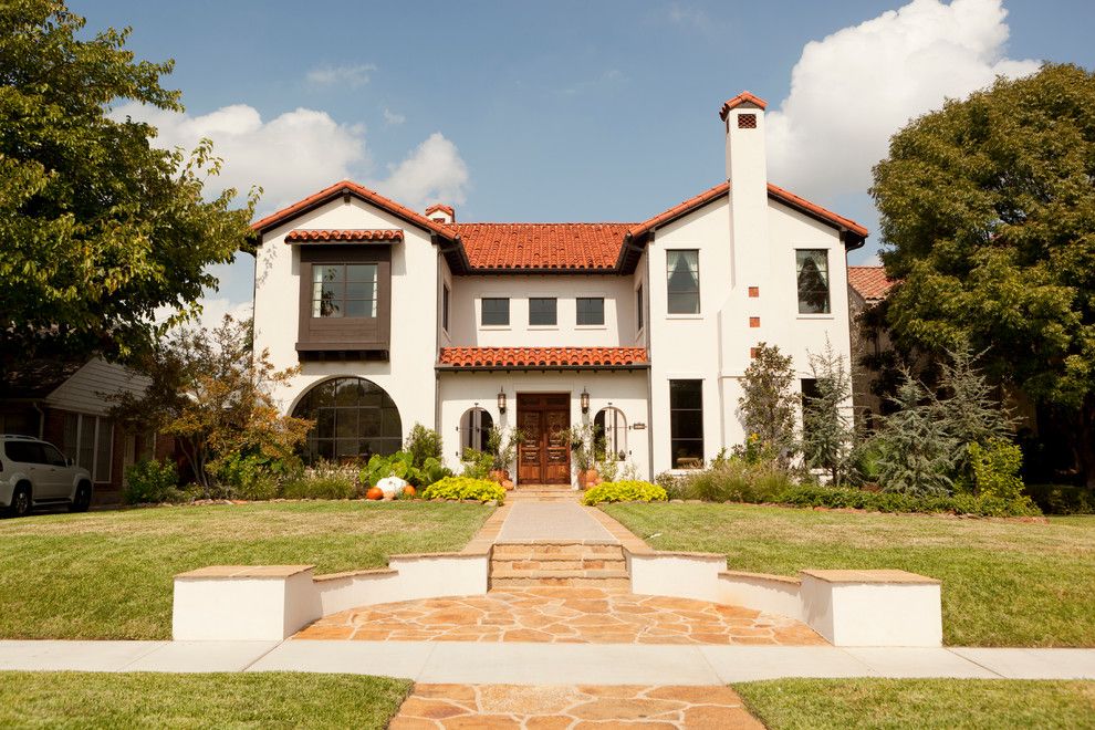 Oriel Window for a Mediterranean Exterior with a Stucco and Park Cities Homes by Robert Elliott Custom Homes