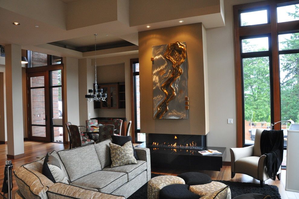 Ortal Fireplaces for a Contemporary Family Room with a Custom and Ortal Usa Featured in 20/20 Home by Ortal Usa