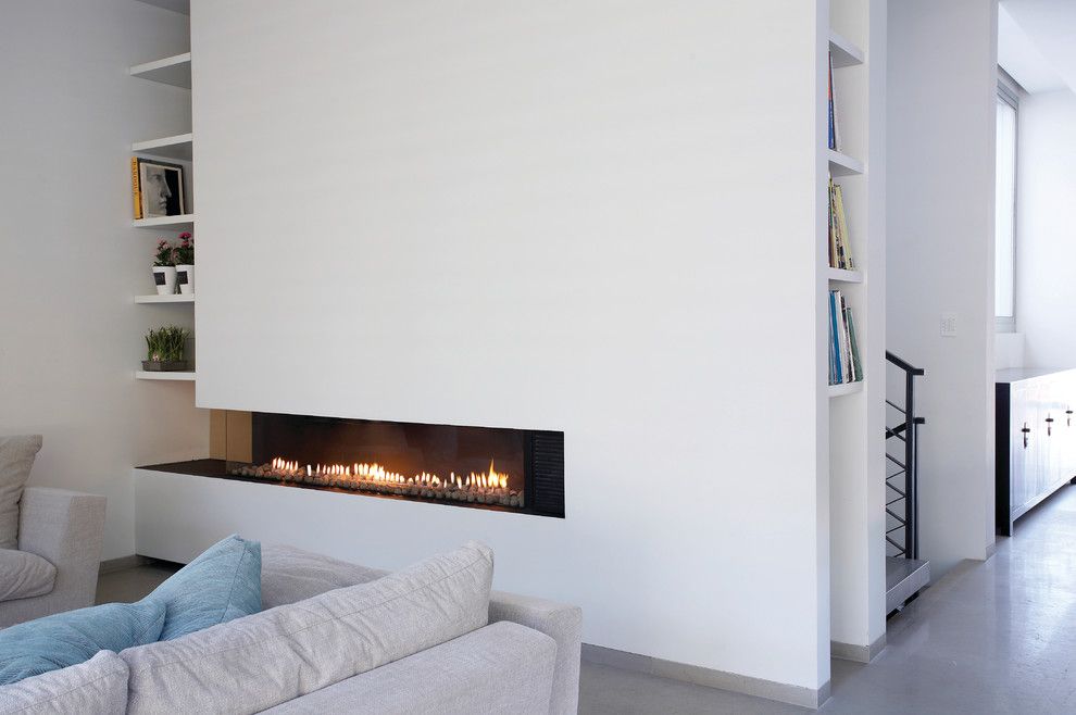 Ortal Fireplaces for a Contemporary Living Room with a Gas Fireplace and Ortal Usa   Clear 150 Ls by Ortal Usa