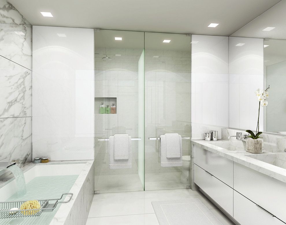 Padio for a Contemporary Bathroom with a Contemporary and Park Ave Ala Mode by Flatbrook & Co