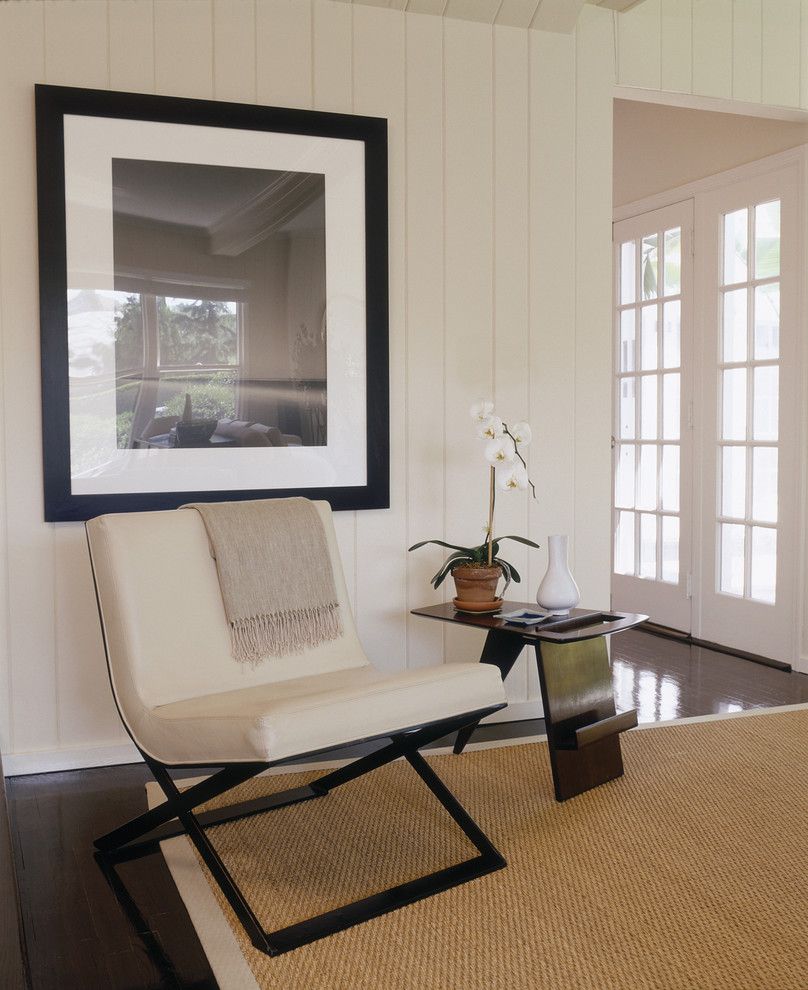 Painted Paneling for a Contemporary Entry with a Neutral Colors and East Hampton by Thom Filicia Inc.