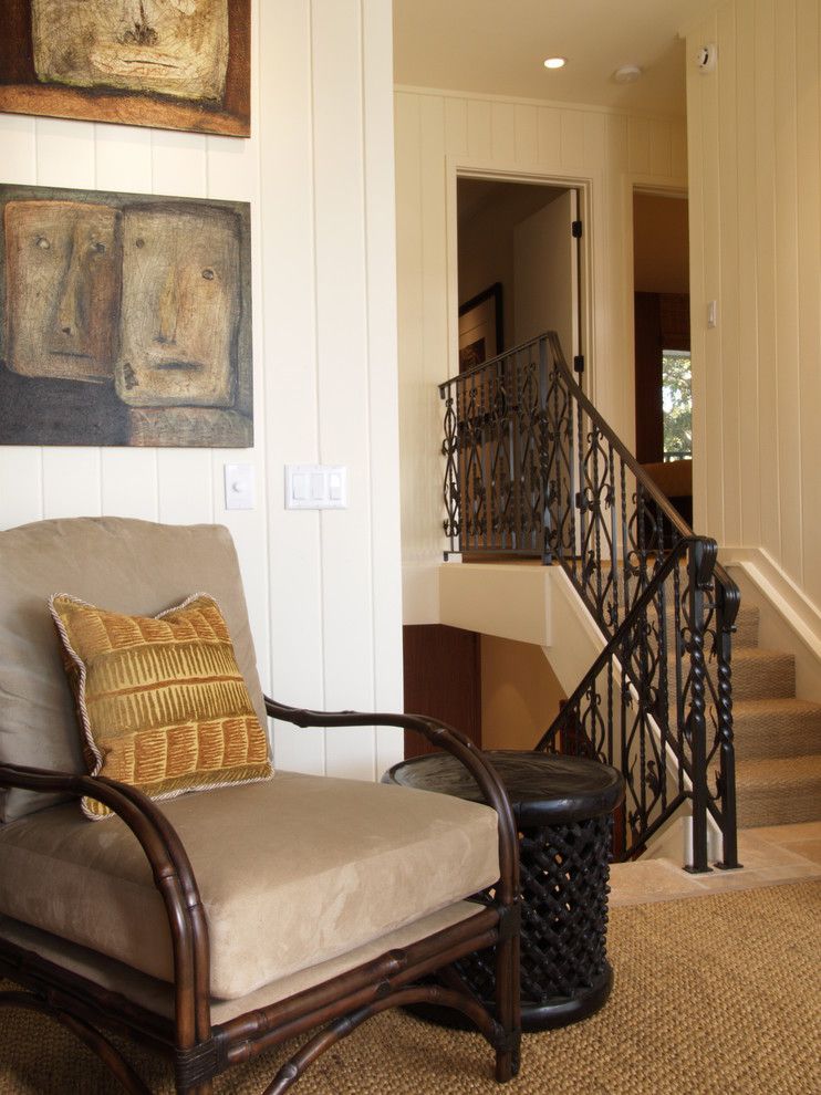 Painted Paneling for a Tropical Hall with a White Wood and Beach Condo Renovation by Joel Kelly Design