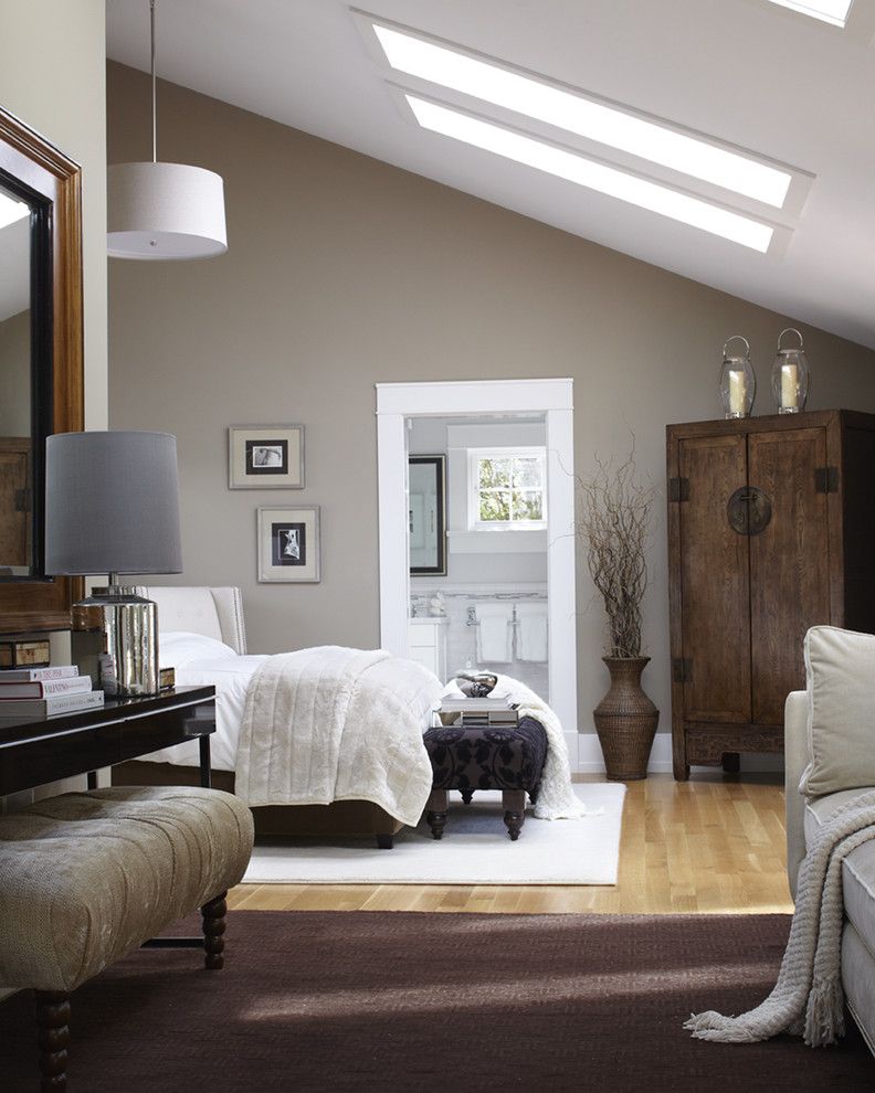 Painted Plywood Floors for a Transitional Bedroom with a Master Bedroom and Mill Valley, Ca by Urrutia Design