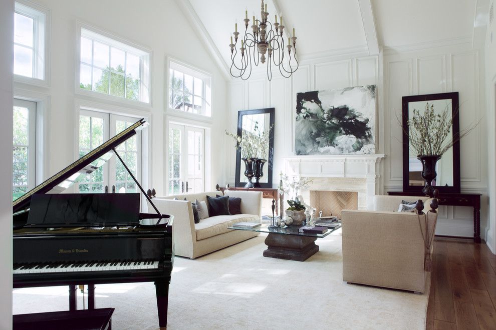 Painted Wood Paneling for a Traditional Living Room with a Black and White and Hidden Hills by James John Jetel Photography