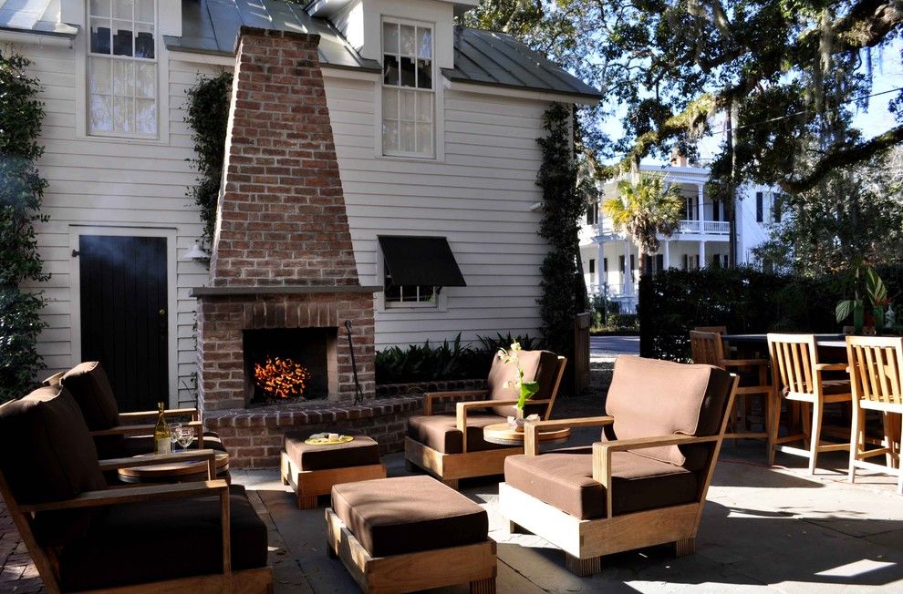 Painting Brick Fireplace for a Traditional Patio with a White and Robbins Garden by Frederick + Frederick Architects