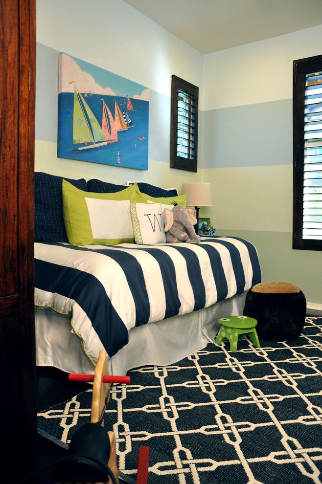 Painting Stripes on Walls for a Beach Style Kids with a Plantation Shutters and Portfolio by Jessica Bennett Interiors