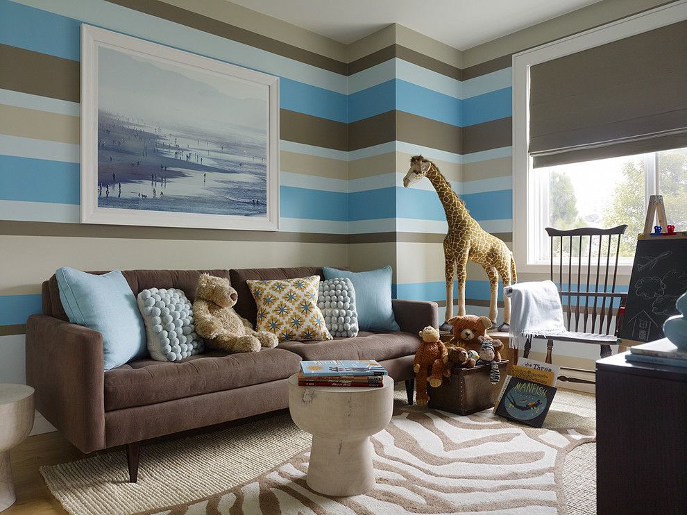 Painting Stripes on Walls for a Transitional Kids with a Striped Walls and Marina Playroom by Jute Interior Design