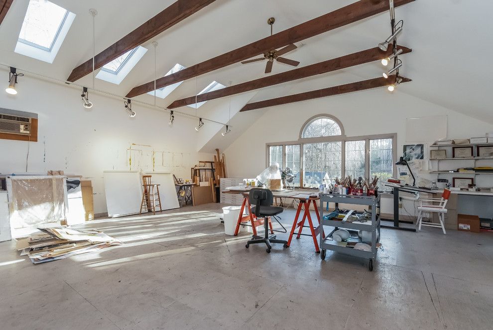 Palladian Window for a Farmhouse Home Office with a Dark Wood Beams and Circa 1870, Greek Revival / Colonial by Gail Lilley Zawacki   Coldwell Banker