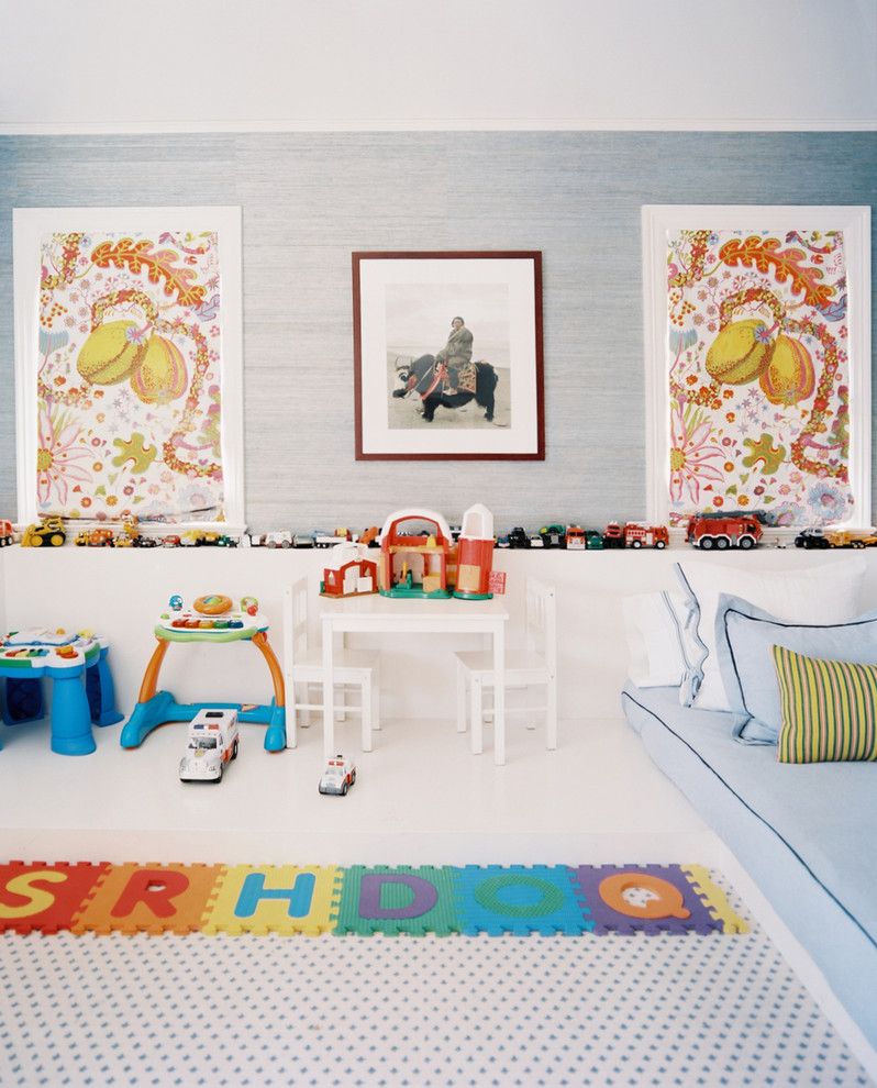 Pallet Flooring for a Eclectic Kids with a White Floor and Vintage Nouveau Home by Hillary Thomas Designs