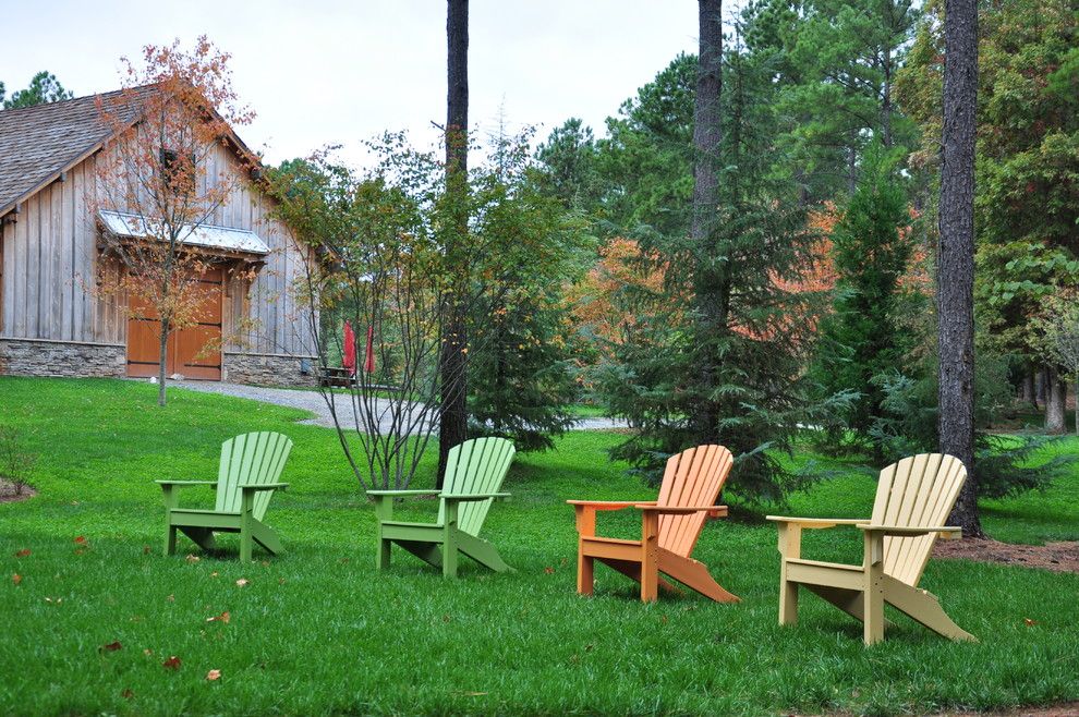 Pallet Shed for a Traditional Landscape with a Adirondack and Barn Fire Pit Terrace by the Collins Group/jdp Design