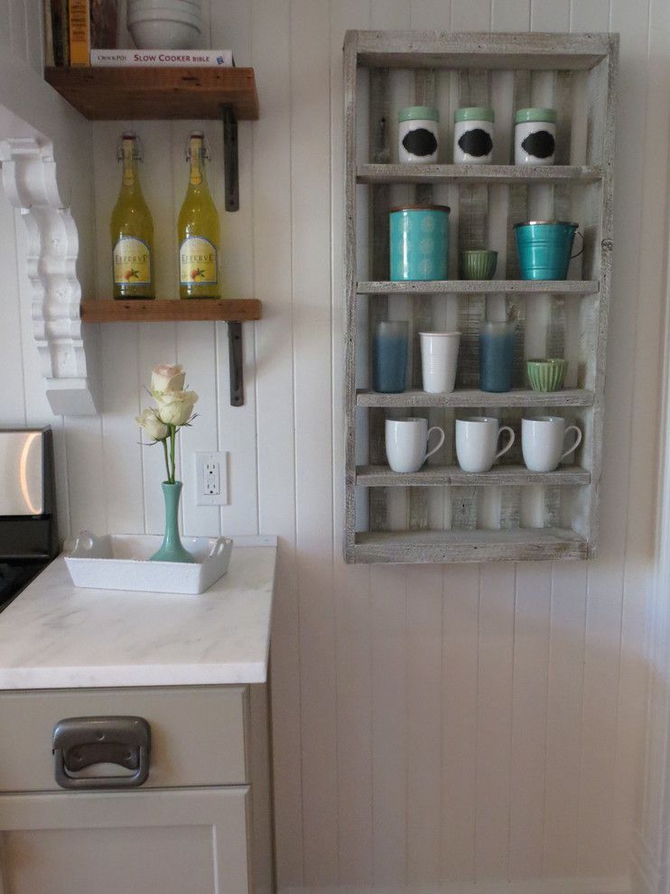 Pallet Shelf for a Farmhouse Kitchen with a Salvage and 1902 J.e. Bannister Remodel by Shannon Quimby