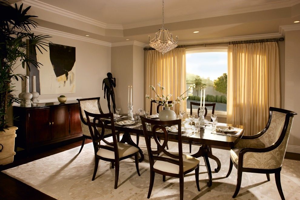 Palo Verde Homes for a Traditional Dining Room with a Beige Curtain and Palos Verdes by Suzanne Furst Interiors