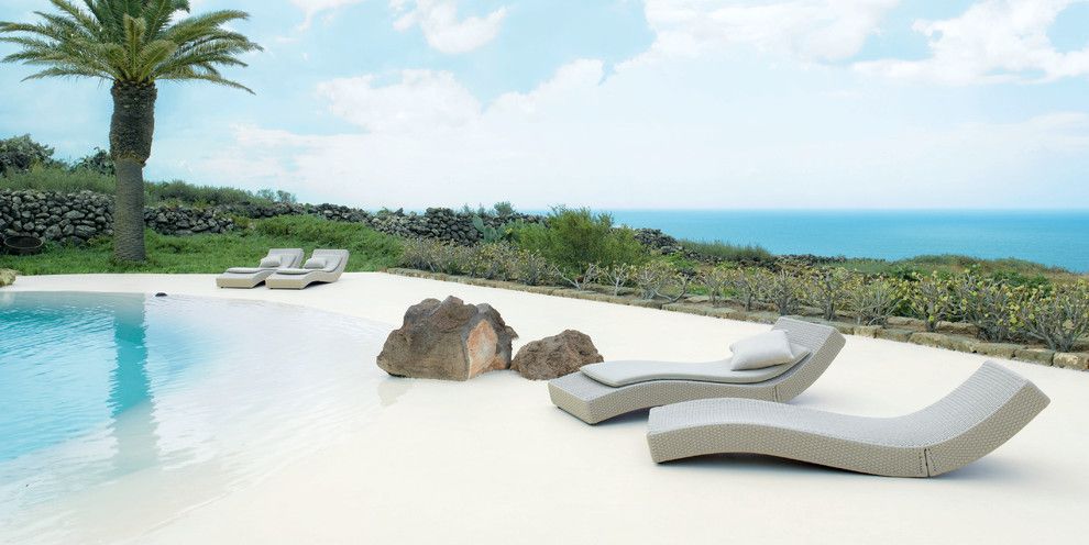 Paola Lenti for a Beach Style Pool with a Outdoor Cushions and Wave Lounge Chair by Paola Lenti by Escale Design