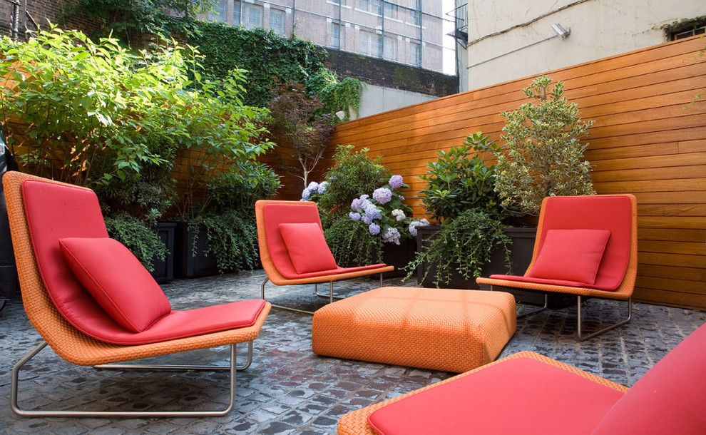 Paola Lenti for a Contemporary Patio with a Lounge and Greenwich Village Townhouse by Axis Mundi