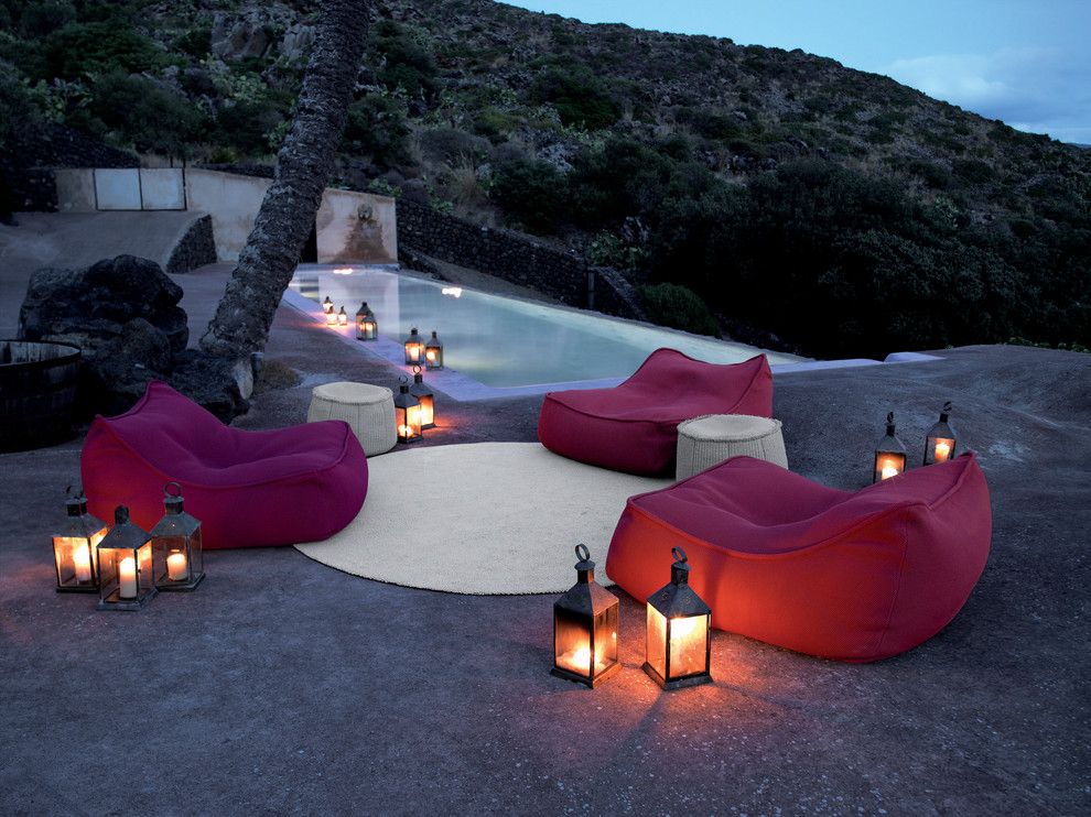 Paola Lenti for a Tropical Pool with a Bean Bag Chairs and Paola Lenti   Showroom   Selection Collection by Escale Design