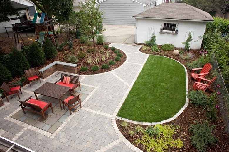 Paver Patterns for a Craftsman Landscape with a Driveway and Minneapolis Cottage by Richard Woldorsky Mnla  / Bachman's Landscapes