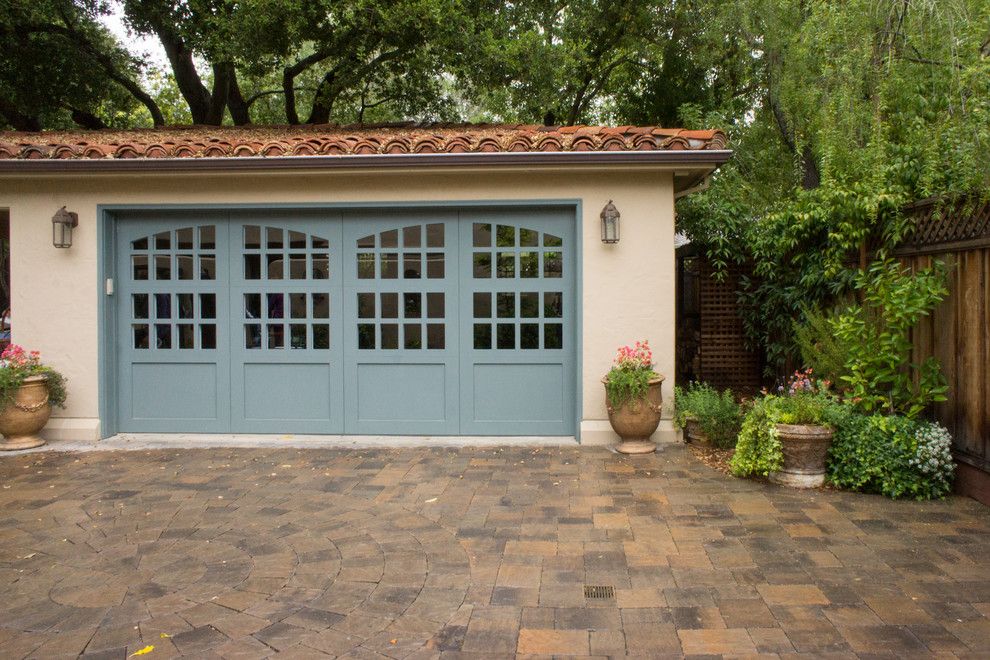 Paver Patterns for a Mediterranean Garage with a Terra Cotta Roof and Gamble Garden Spring Tour 2014: Hamilton by Hoi Ning Wong