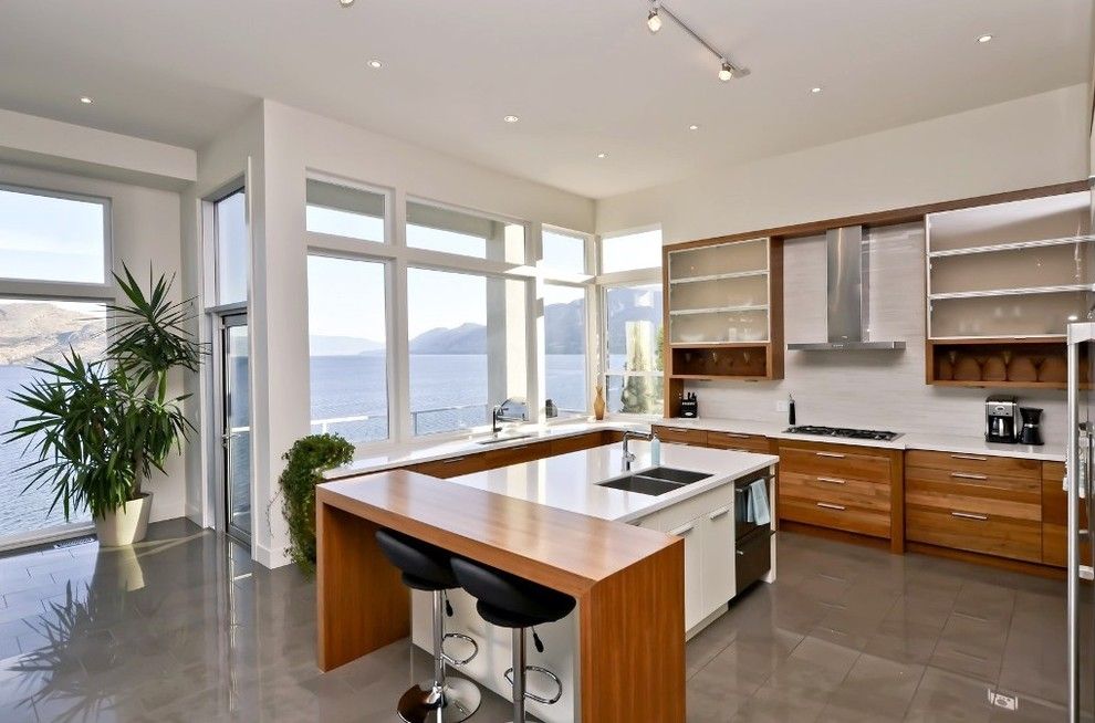 Pawleys Island Posh for a Contemporary Kitchen with a Kitchen Counter and Modern Home Okanagan by Iron Wood Cabinet Company