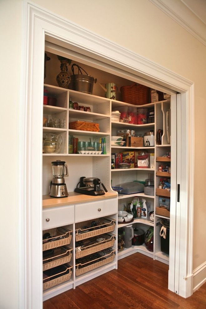 Peabody Building Supply for a Traditional Kitchen with a White and Custom Pantry by Marie Newton, Closets Redefined