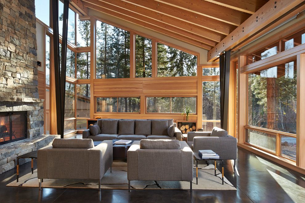 Peaceful Valley Furniture for a Contemporary Living Room with a Natural Light and Mazama House by Finne Architects