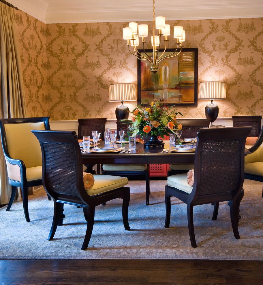 Peaceful Valley Furniture for a Traditional Dining Room with a Brass Chandelier and Lorraine Vale by Lorraine G Vale, Allied Asid