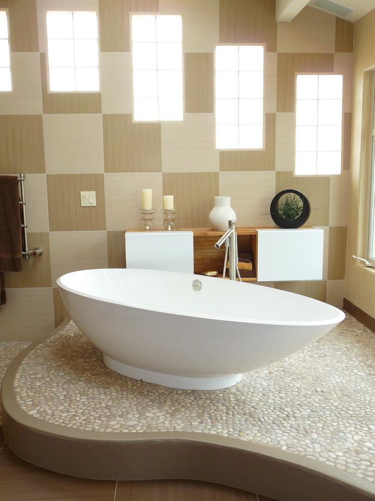 Pebble Tec Colors for a Contemporary Bathroom with a Contemporary and Freestanding Bath by Susan Jay Design