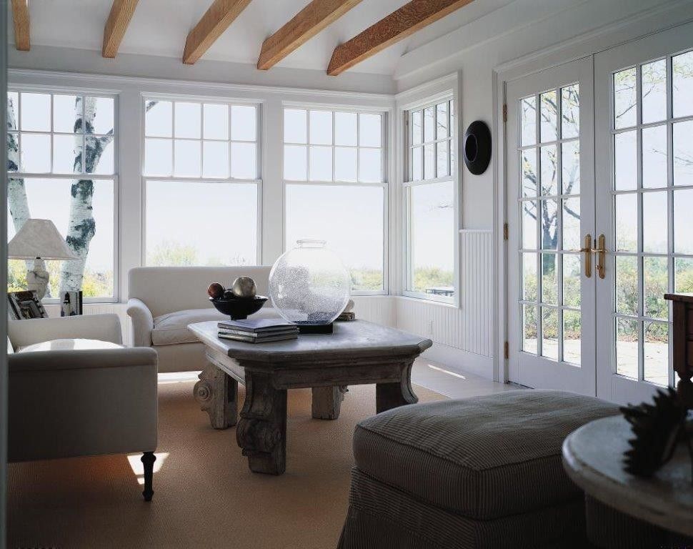 Pella Corporation for a Beach Style Family Room with a Hinged Doors and White Wood Windows by Pella Doors and Windows of Northern California