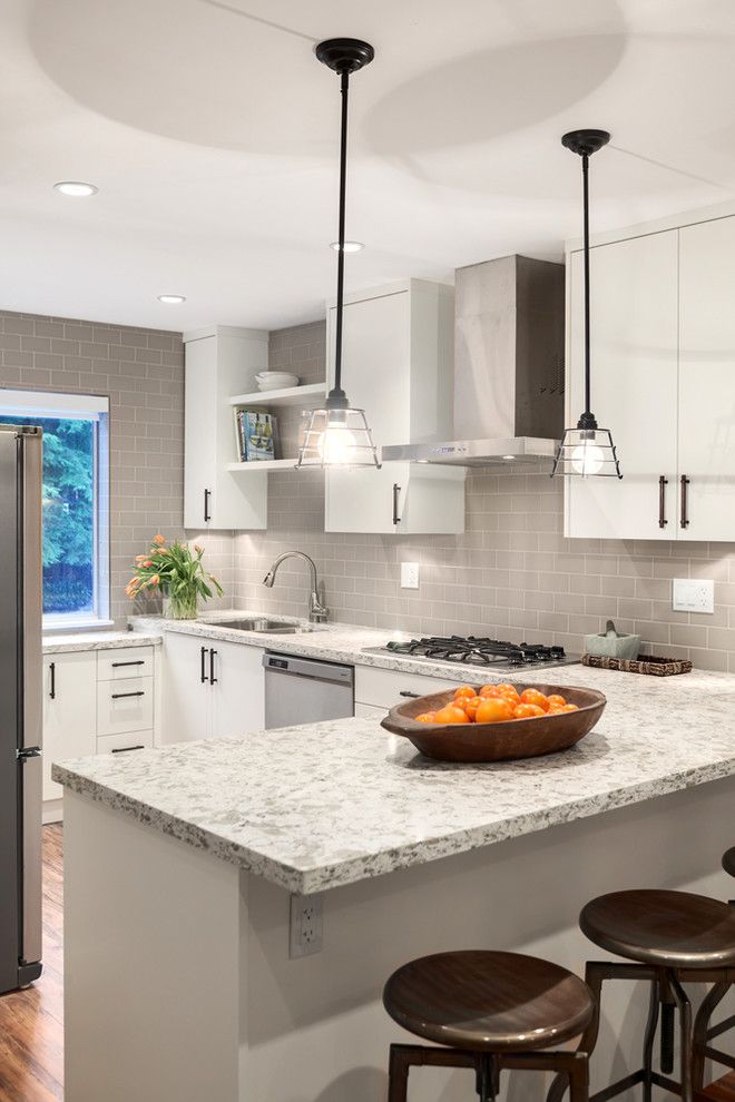 Pental Tile for a Transitional Kitchen with a Under Cabinet Lighting and Modern Chalet   North Vancouver Design & Renovation by Space Harmony