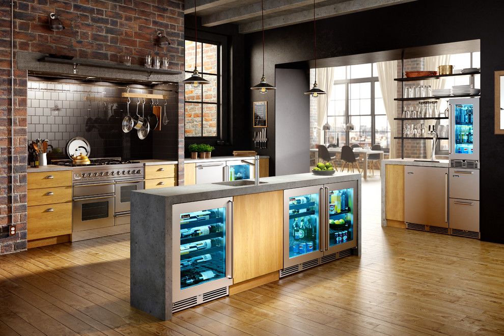 Perlick for a  Kitchen with a Shallow Fridge and Downtown Industrial Loft Kitchen by Perlick