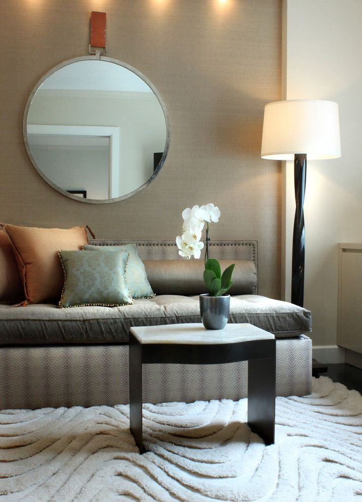 Phillip Jeffries for a Transitional Living Room with a Side Table and Transitional Living Room by Seanmichaeldesign.com