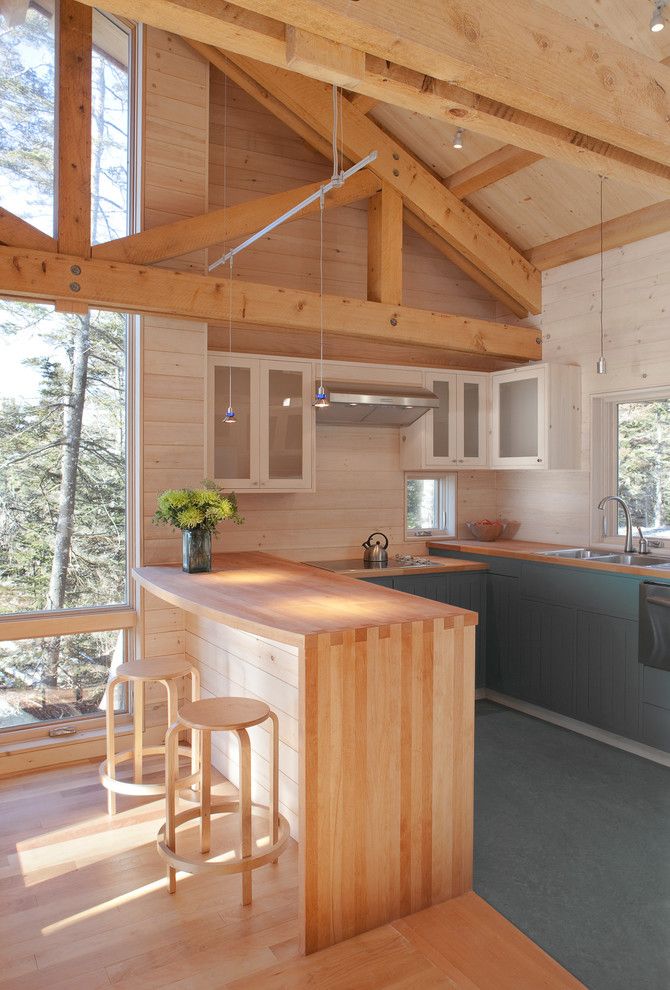 Pine Creek Structures for a Rustic Kitchen with a Stainless Steel and Kitchen by Whitten Architects