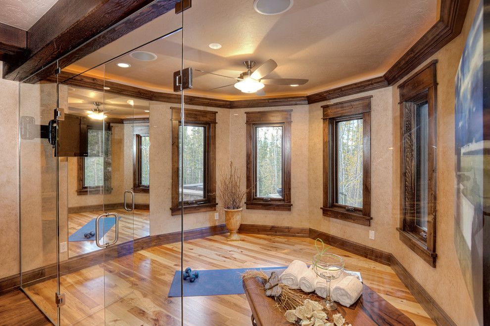 Pinnacle Homes for a Traditional Home Gym with a Dark Wood Molding and 834 Preston Way by Pinnacle Mountain Homes