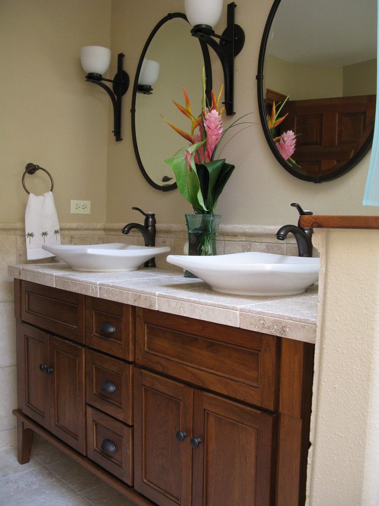 Platte Furniture for a Tropical Bathroom with a Natural Cherry and Lisaleo Designs by Lisaleo Designs