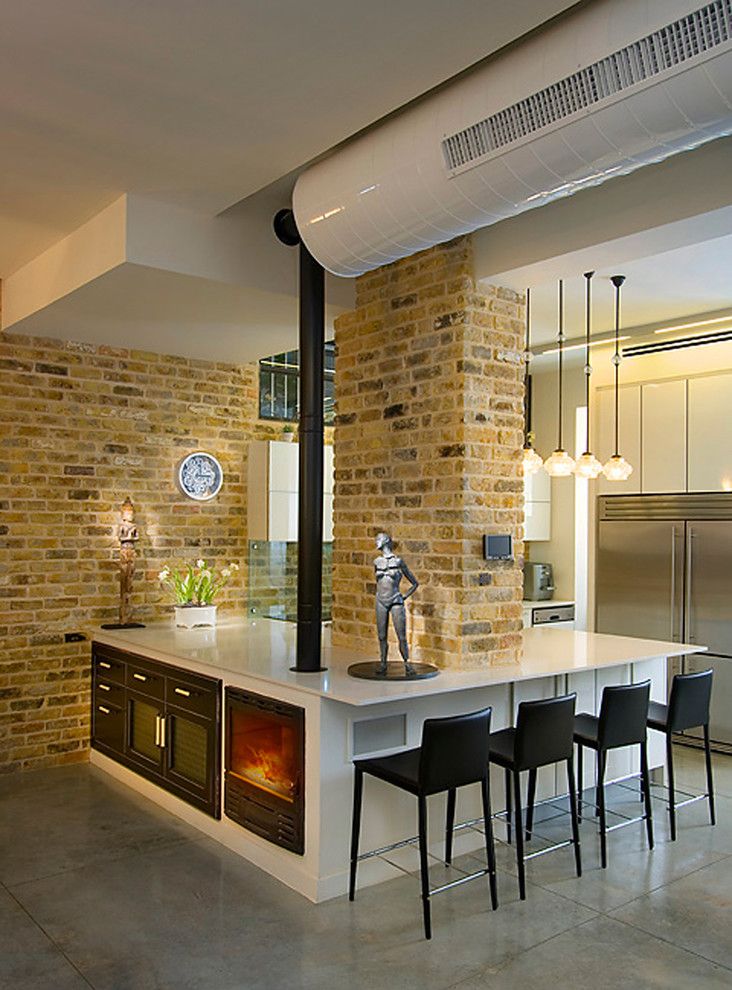 Plummers Furniture for a Industrial Kitchen with a Statues and Kitchen by Elad Gonen