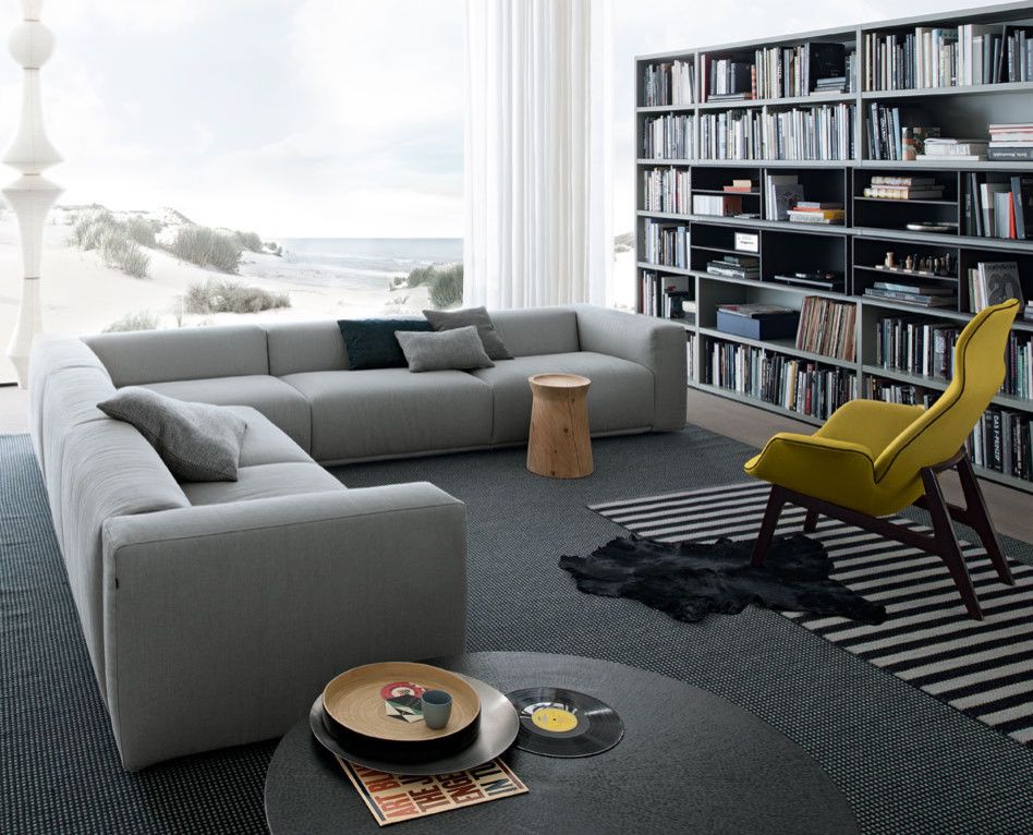 Poliform for a Contemporary Family Room with a Coffee Table and Living Room by Poliform Usa