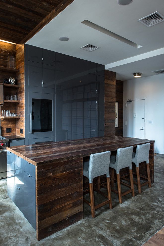 Polished Concrete Countertops For A Industrial Kitchen With A Gray