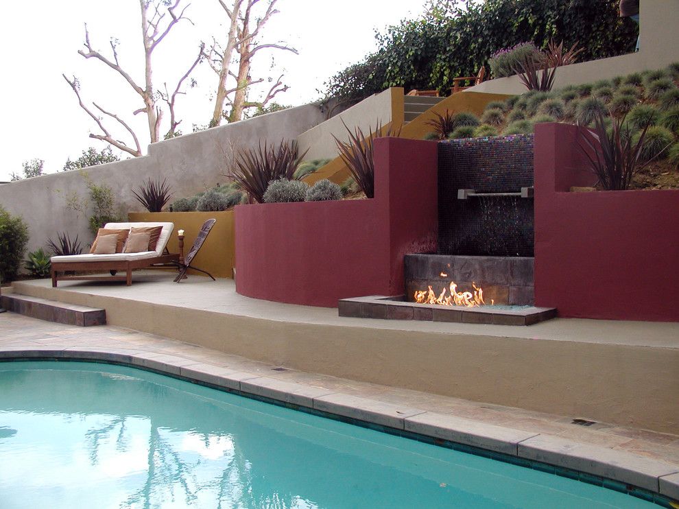 Pool and Spa Depot for a Modern Landscape with a Stucco Wall and Remarkable Gardens by Remarkable Gardens